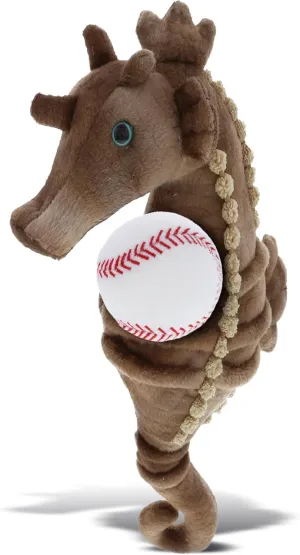DolliBu Seahorse Stuffed Animal with Baseball Plush - Soft Huggable Seahorse, Adorable Playtime Seahorse Plush Toy, Cute Ocean Life Gift for Kids and Adults - 12 Inches
