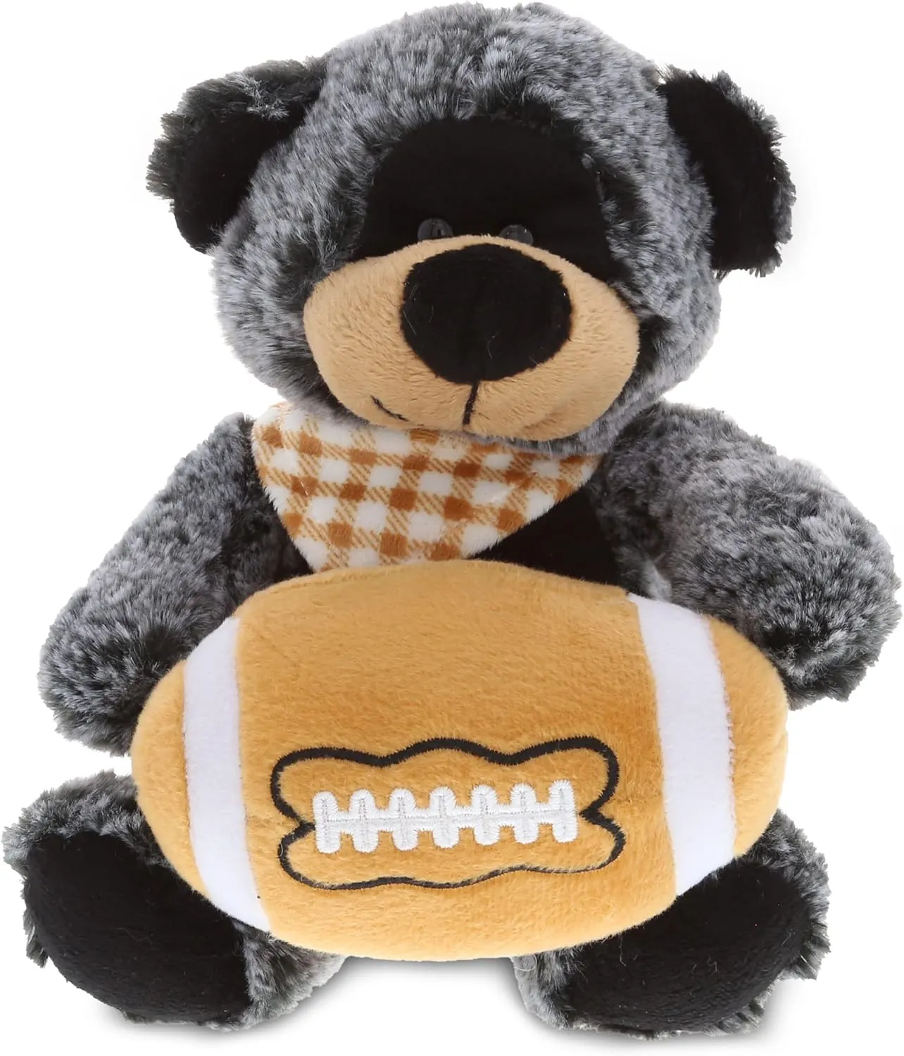 DolliBu Sitting Black Bear Stuffed Animal with Football Plush - Soft Plush Huggable Bear, Adorable Playtime Plush Toy, Cute Wildlife Gift for Kids and Adults - 9 Inch