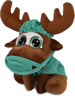 DolliBu Small Moose Doctor Plush Toy - Super Soft Moose Doctor Stuffed Animal Dress Up with Cute Uniform and Cap Outfit - Gift for Doctor, Nurse, Surgeon, Dentist - 6 Inch