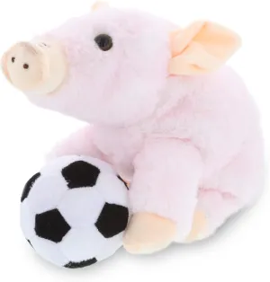 DolliBu Squat Piggy Stuffed Animal with Soccer Ball Plush - Soft Plush Huggable Pig, Adorable Playtime Pig Plush Toy, Cute Farm Life GIF for Kids and Adults - 7 Inch