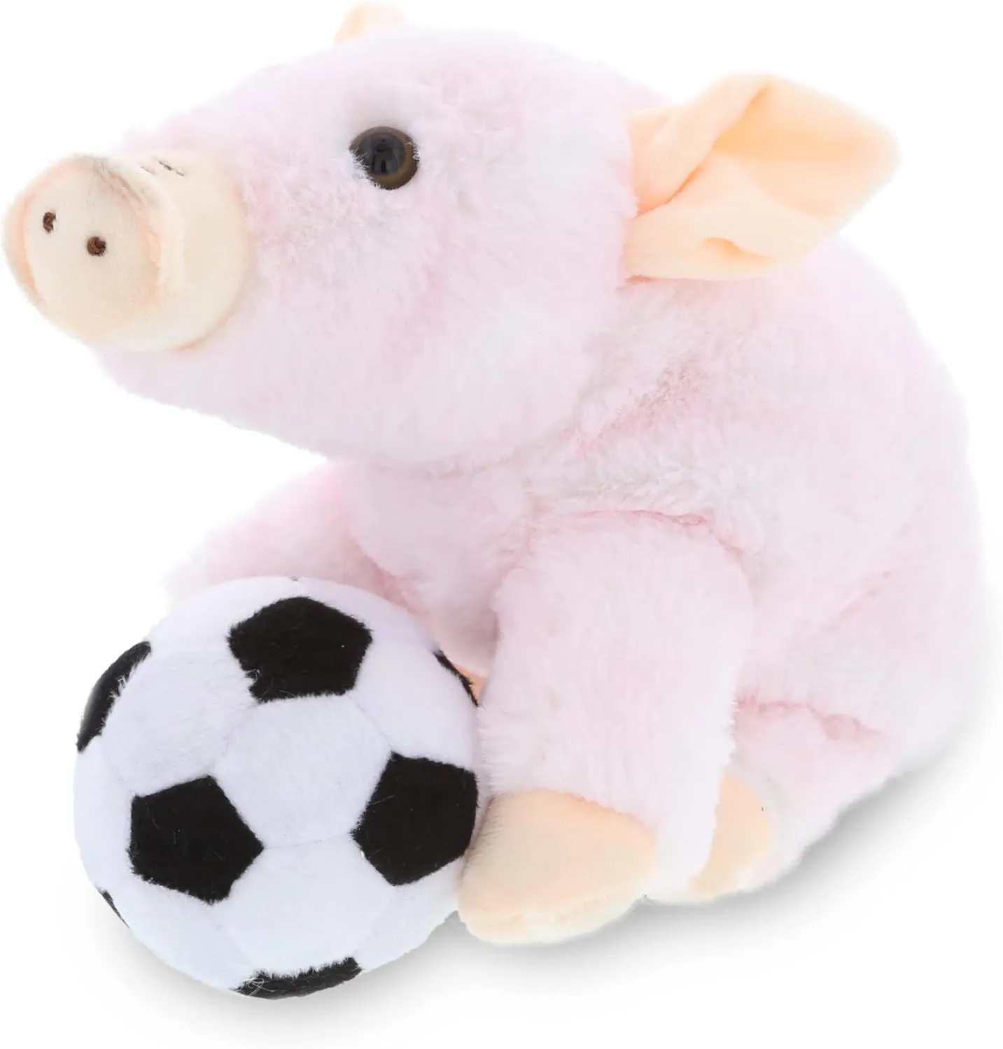 DolliBu Squat Piggy Stuffed Animal with Soccer Ball Plush - Soft Plush Huggable Pig, Adorable Playtime Pig Plush Toy, Cute Farm Life GIF for Kids and Adults - 7 Inch