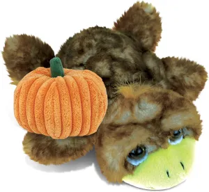 DolliBu Super Soft Brown Sea Turtle Stuffed Animal with Pumpkin Decor – Pumpkin Plush Sea Turtle Animal for Fall, Halloween, Thanksgiving, Pumpkin Toy for Baby, Kids, Adults – 7 Inches