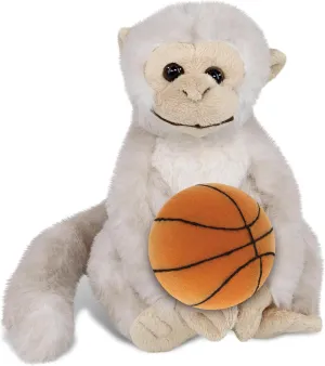 DolliBu White Squirrel Monkey Stuffed Animal with Basketball Plush - Huggable Monkey, Adorable Playtime Plush Toy, Wildlife Gift, Personalized Plush Doll Animal Toy for Kids and Adults - 12.5 Inches