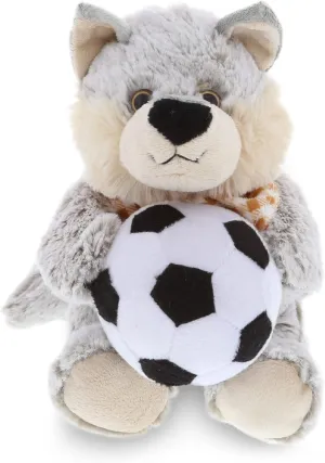 DolliBu Wolf Stuffed Animal with Soccer Ball Plush - Soft Plush Huggable Sitting Wolf, Adorable Playtime Plush Toy, Cute Wildlife Gift for Kids and Adults - 9 Inch
