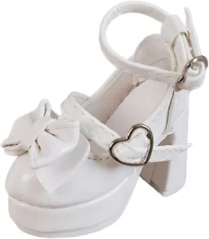 DYNWAVE 1/4 Female Figure Shoes,Mini,Heart Buckle Fashion Doll Accessories with Cute High Heel Shoes for Female Action Figure, White