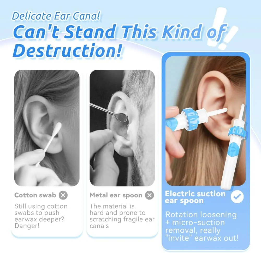 Earsavvy Ear Wax Removal Tool, Cordless Ear Savvy Vacuum with Soft Silicone Tips, Comfortable Earsavvy Vacuum for Adults & Kids, Electric Ear Savvy Ear Cleaner Included Battery (2)