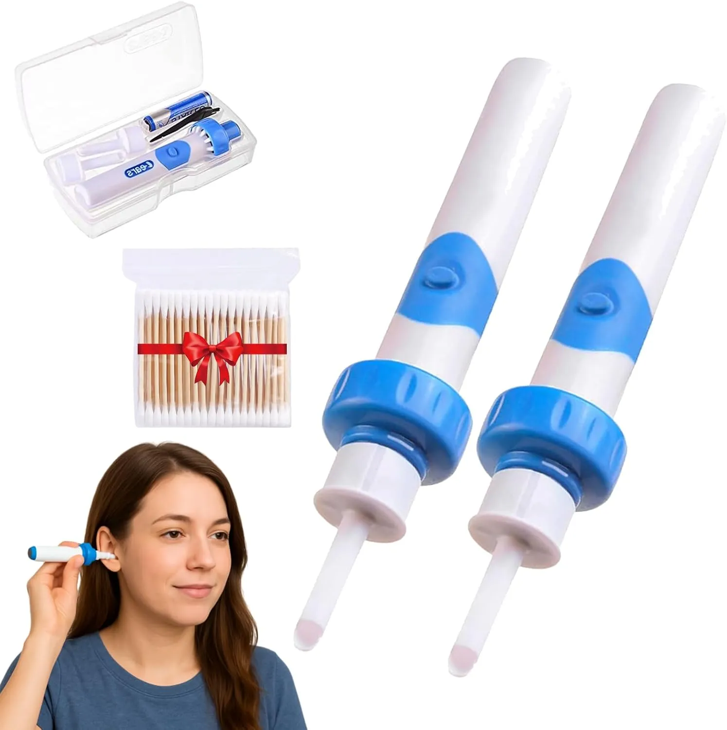 Earsavvy Ear Wax Removal Tool, Cordless Ear Savvy Vacuum with Soft Silicone Tips, Comfortable Earsavvy Vacuum for Adults & Kids, Electric Ear Savvy Ear Cleaner Included Battery (2)