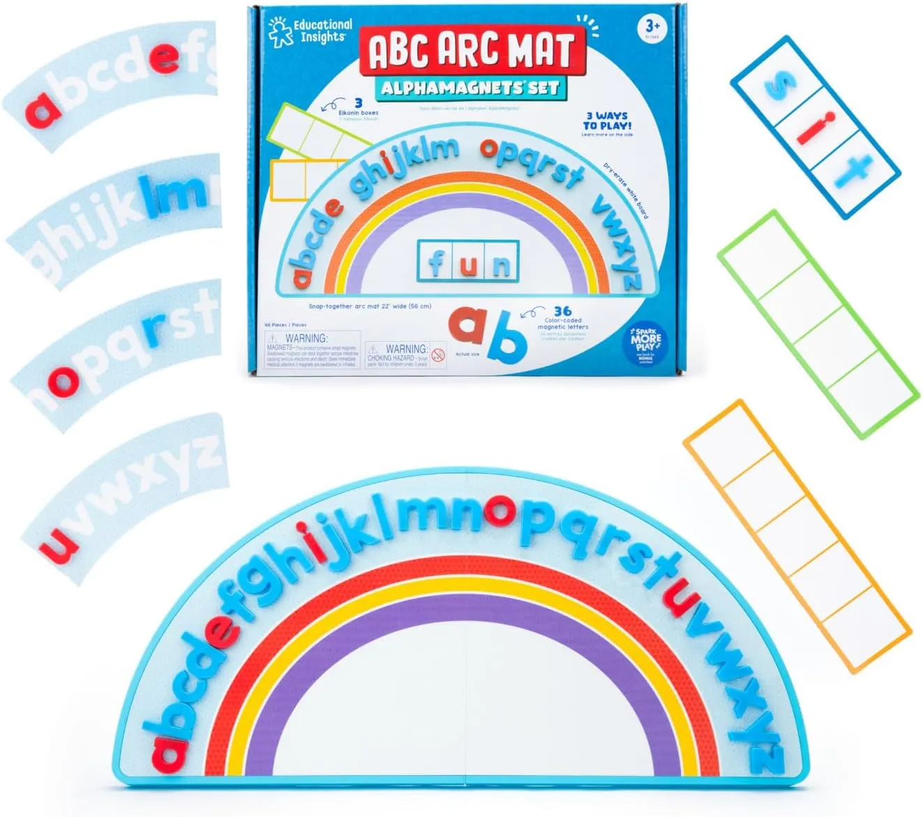 Educational Insights ABC Arc Mat AlphaMagnets® Set – Alphabet Puzzles for Kids, Letter Learning Kit, Preschool Fine Motor Toys, ABC Activity Mats, Magnetic Blocks for Toddlers Ages 3-5