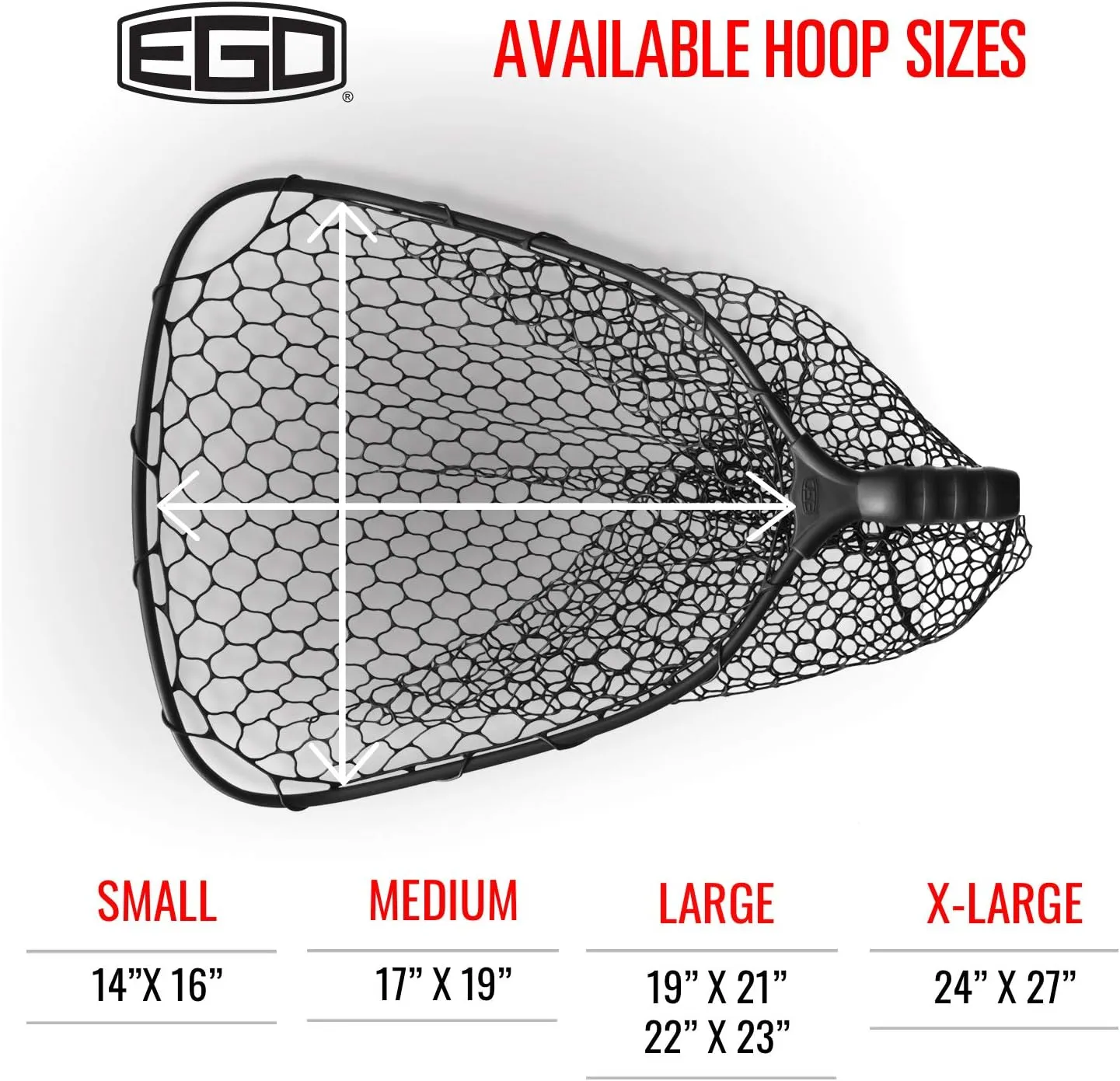 Ego S2 Slider Fishing Net, Ultimate Fishermen’s Tool Telescoping Handle, Replaceable Head, Salt & Freshwater, 29-60" Handle, 22x23 Inch Hoop