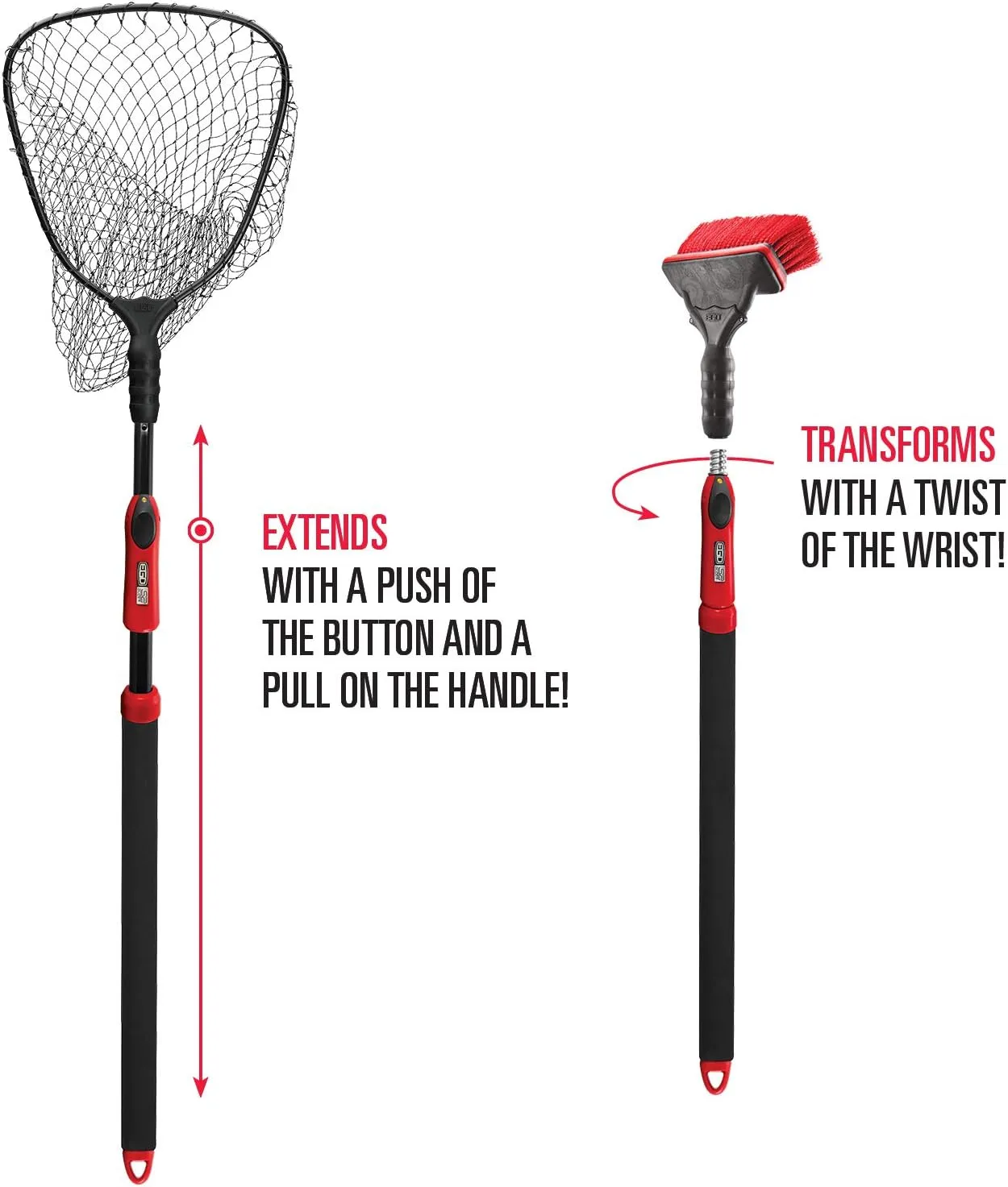 Ego S2 Slider Fishing Net, Ultimate Fishermen’s Tool Telescoping Handle, Replaceable Head, Salt & Freshwater, 29-60" Handle, 22x23 Inch Hoop