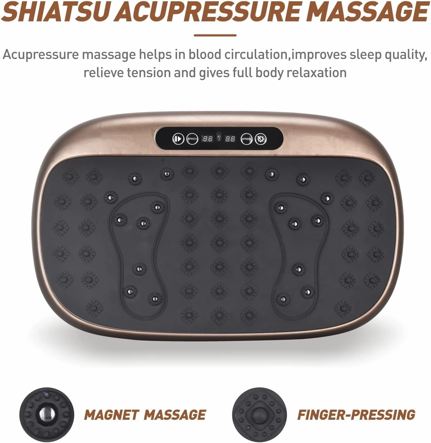 EILISON Atom Vibration Plate Exercise Machine - Full Body Vibration Plate for Lympathic Drainage with Acupressure - Home Fitness with Loop Bands for Weight Loss, 300lbs Capacity