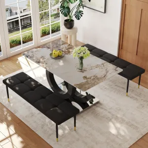 Elegant Dining Table and Bench Set for Modern Homes, Comfortable and Stylish, Family Gatherings