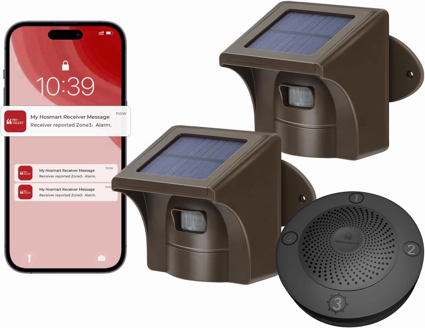 eMACROS Pro 3 Driveway Alarm with Phone App-1/2 Mile Long Range Solar Wireless Driveway Alarm,Outdoor Driveway Alarms Wireless Outside Weatherproof Motion Sensor & Detector