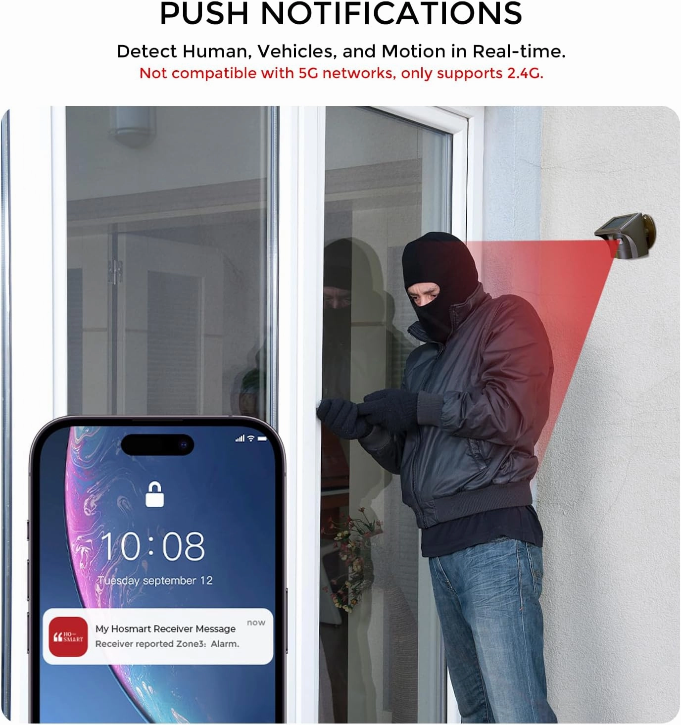 eMACROS Pro 3 Driveway Alarm with Phone App-1/2 Mile Long Range Solar Wireless Driveway Alarm,Outdoor Driveway Alarms Wireless Outside Weatherproof Motion Sensor & Detector
