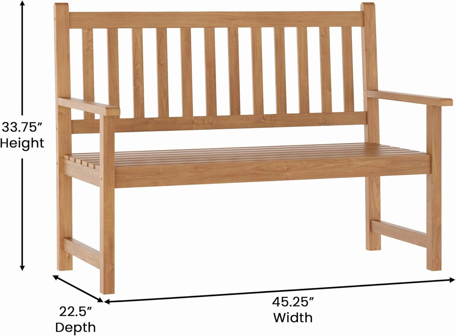 EMMA   OLIVER Ashford Patio Bench for Indoor/Outdoor Use, Acacia Wood Slatted Loveseat for 2, Perfect for Sunroom, Garden, Backyard or Porch, Brown