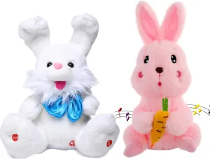 Emoin 2Pcs Bunny Stuffed Animal Easter Bunny Plush Baby Toys Bunny Repeats What You Say Singing with Floppy Ears Birthday Gift for Toddler