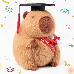 Emoin Capybara Graduation Plush for Her Him, 9 Inch Class of 2025 Graduation Capybara Stuffed Animal with Cap & Diploma, 2025 Inspirational Plush Toy for High School