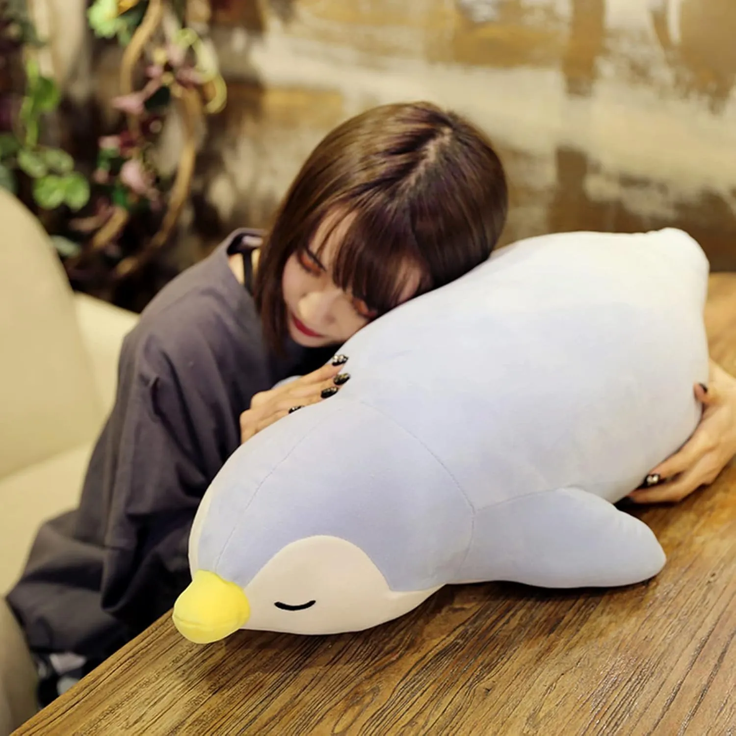 Emperor Penguin Stuffed Animals Cute Penguin Plush Doll Toys for Kids Plushies Penguin Stuffed Hugging Pillow Penguin Plush Throw Pillow Gift for Kids or Lovers (Blue, Big Penguin - 19.6 inch)