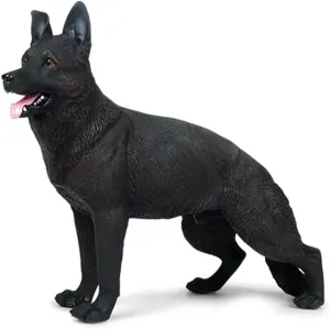 EOIVSH Large Dog Figurine, 7.9" German Shepherd Figure, Highly Detailed Action Figure, Realistic Animal Figure Toy, Military Soldiers Dog Model Figurine for Christmas Birthday Gift (Black)