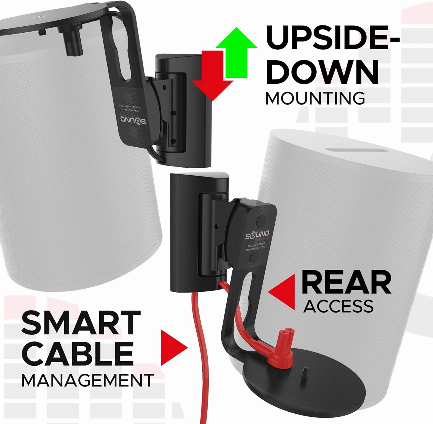 ERA100 Wall Mount Bracket, Tilt and Swivel, Black, Twin (2pcs), Compatible with Sonos ERA 100, Effortless Installation, Includes Mounting Kit, Double, Pair