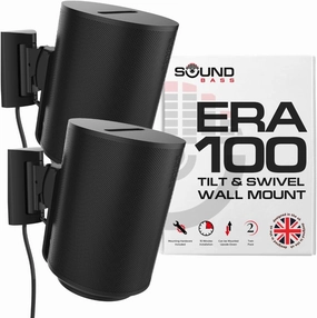 ERA100 Wall Mount Bracket, Tilt and Swivel, Black, Twin (2pcs), Compatible with Sonos ERA 100, Effortless Installation, Includes Mounting Kit, Double, Pair