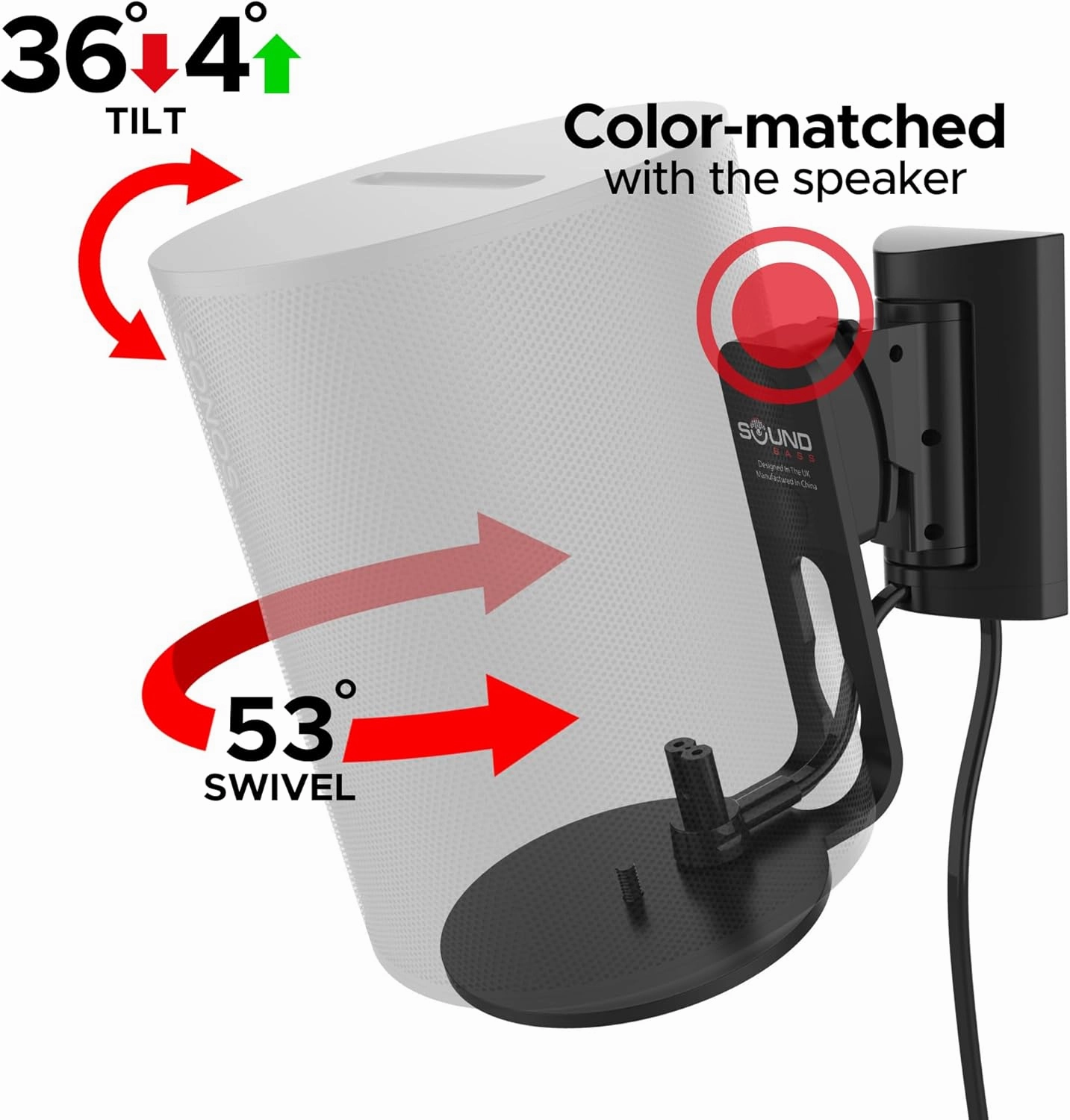 ERA100 Wall Mount Bracket, Tilt and Swivel, Black, Twin (2pcs), Compatible with Sonos ERA 100, Effortless Installation, Includes Mounting Kit, Double, Pair