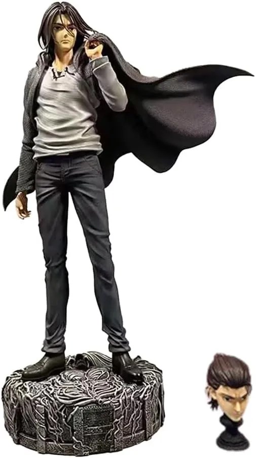 Eren Jaeger Figure Model Statue - 30cm Standing Pose Anime Action Figure Sculpture, 2 Head Changeable, PVC Handmade Collectible Desktop Display Decoration
