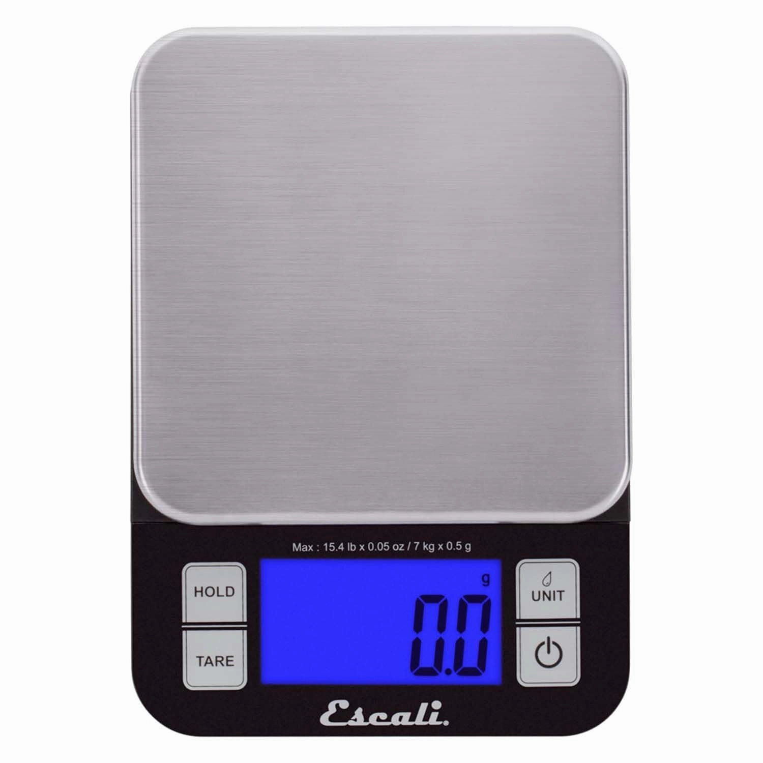 Escali Nutro Digital Food Scale, Multi-Functional Kitchen Appliance, Precise Weight Measuring and Portion Control, Baking and Cooking Made Simple, Stainless Steel Platform, Black, 1 Unit