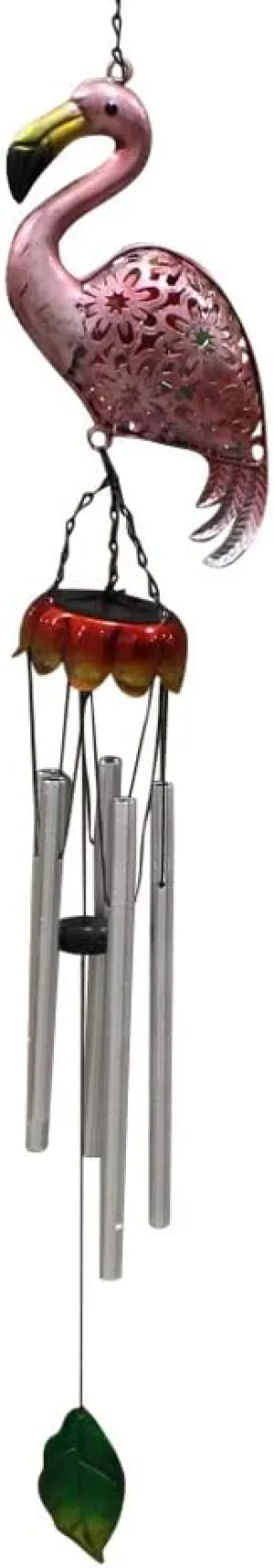 Evergreen Garden Tropical Solar Glass and Metal Wind Chimes, Set of 4
