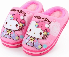 Everyday Delights Hello Kitty Kimono Plush Slippers for Girls Kids Children