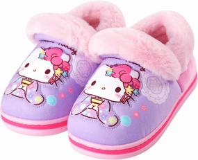 Everyday Delights Hello Kitty Kimono Plush Slippers for Girls Kids Children