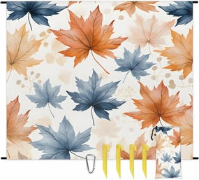 Fall Maple Leaves Beach Blanket, Sandproof Beach Mat, 68 x 59 Waterproof Quick Drying Sand Free Mat with 4 x Ground Spikes for Outdoor Travel Camping Hiking, Autumn Thanksgiving