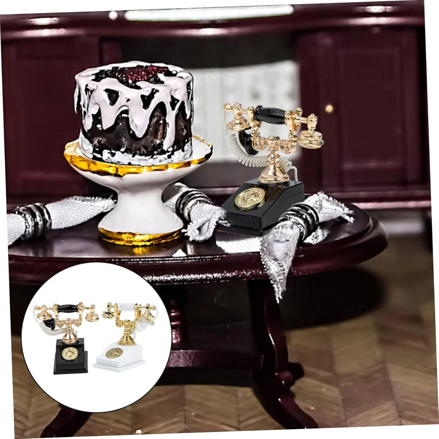 FAVOMOTO 8pcs Miniature Telephone Model Retro Dollhouse Furniture Accessories Old Fashioned Wall Phone for Landline Decoration Tiny Phone for Home Decor Boys and Girls Friendly Creative