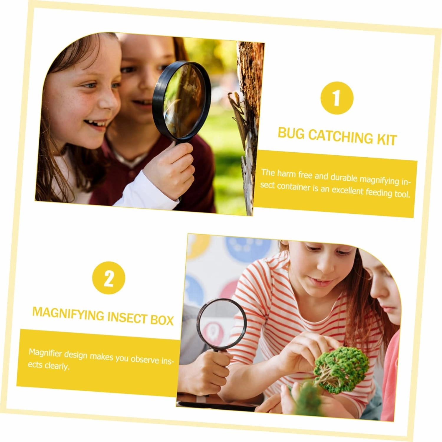 FAVOMOTO 4pcs Insect Observation Box Science Exploration Kit for Boys and Girls Compact Lightweight Insect Viewer for