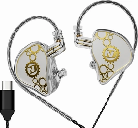 FEDAI ND Venus in Ear Monitor Headphones, 10mm Double Magnetic Dynamic Driver IEM Earphones, HiFi Wired Gaming Earbuds, 2 Pin Detachable Cable (No Mic, White, Type C Plug)
