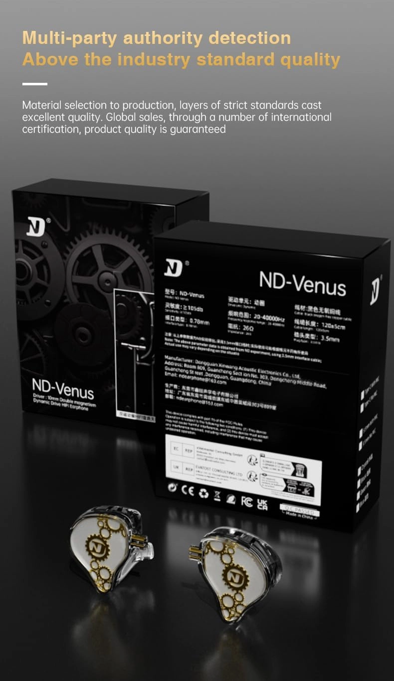 FEDAI ND Venus in Ear Monitor Headphones, 10mm Double Magnetic Dynamic Driver IEM Earphones, HiFi Wired Gaming Earbuds, 2 Pin Detachable Cable (No Mic, White, Type C Plug)