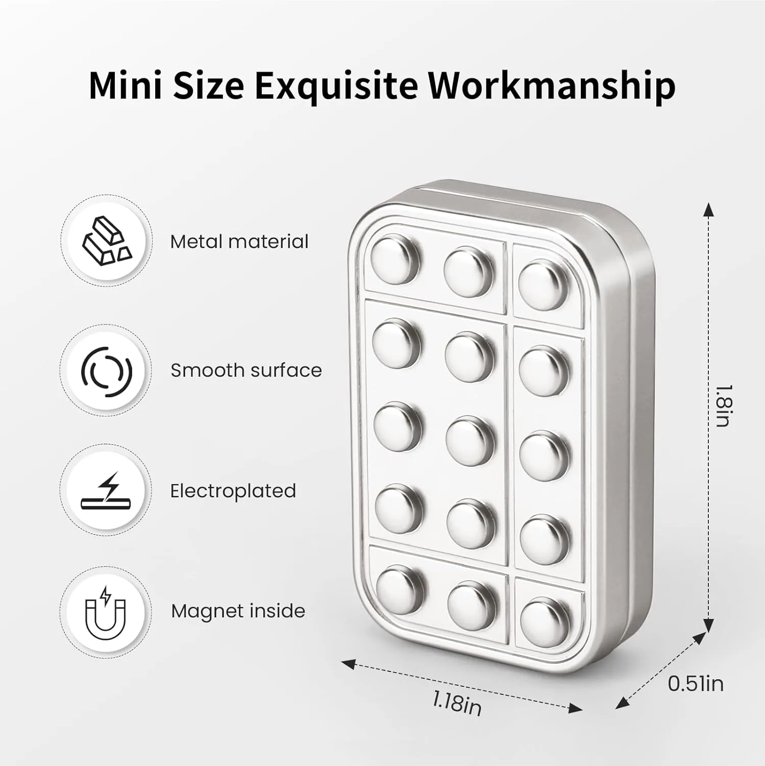 Fidget Toys Adults Metal Magnetic Fidget Slider Magnet Finger Haptic EDC Helps for Adults Office Desk Finger Massage Relief Anxiety and Stress (Silver)