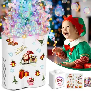 Fireworks Bubble Machine Toy for Kids, Automatic Bubble Machine with Lights and Music, Electric Bubble Machine Making Toys for Decoration, Outdoor Fun Christmas & Birthday Gift for Boys and Girls