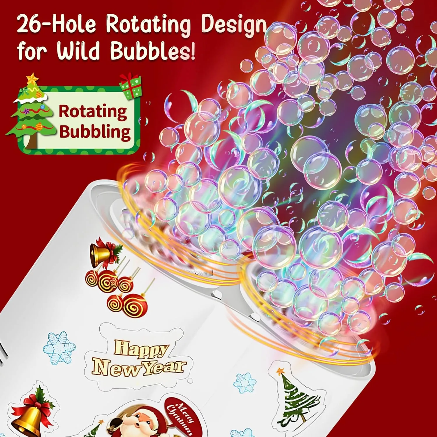 Fireworks Bubble Machine Toy for Kids, Automatic Bubble Machine with Lights and Music, Electric Bubble Machine Making Toys for Decoration, Outdoor Fun Christmas & Birthday Gift for Boys and Girls