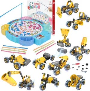 Fishing Game Toys and 10 in 1 Kids STEM Building Toys