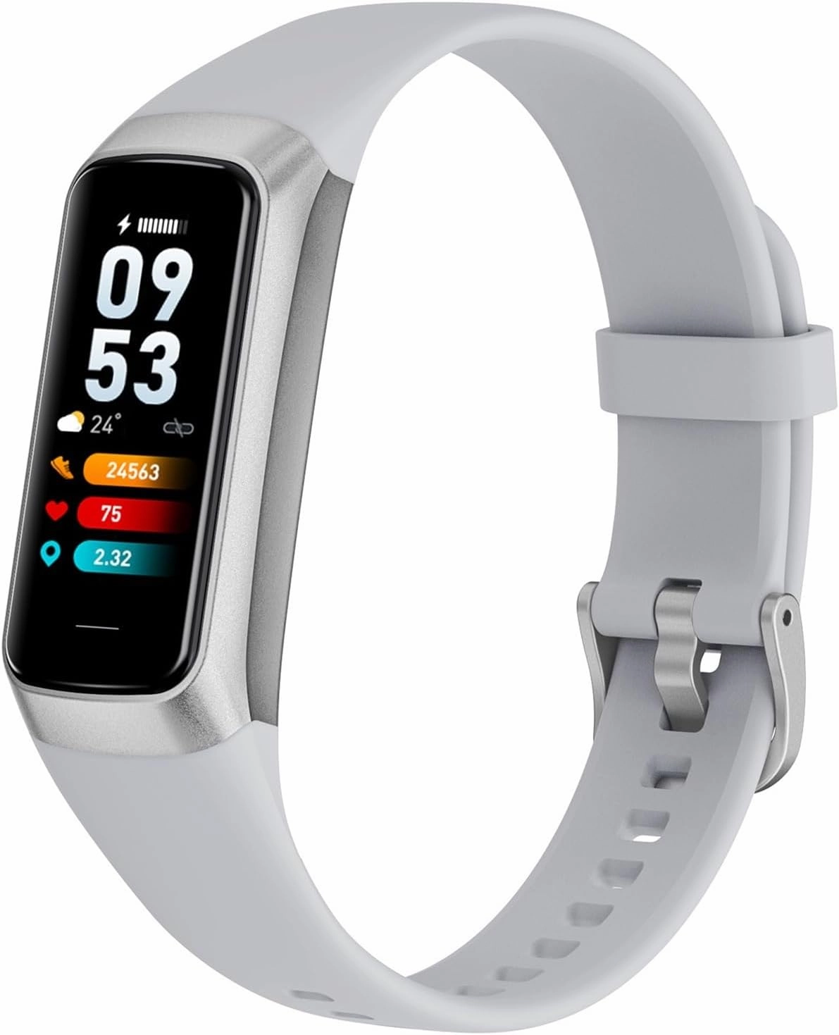 Fitness Tracker with 24/7 Heart Rate, Blood Oxygen & Blood Pressure Monitor, Sleep Tracking, 5 ATM Waterproof Smart Watch ，Step Calorie Counter Pedometer Health Smart Watch for Men & Women(Gray)