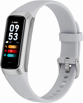 Fitness Tracker with 24/7 Heart Rate, Blood Oxygen & Blood Pressure Monitor, Sleep Tracking, 5 ATM Waterproof Smart Watch ，Step Calorie Counter Pedometer Health Smart Watch for Men & Women(Gray)