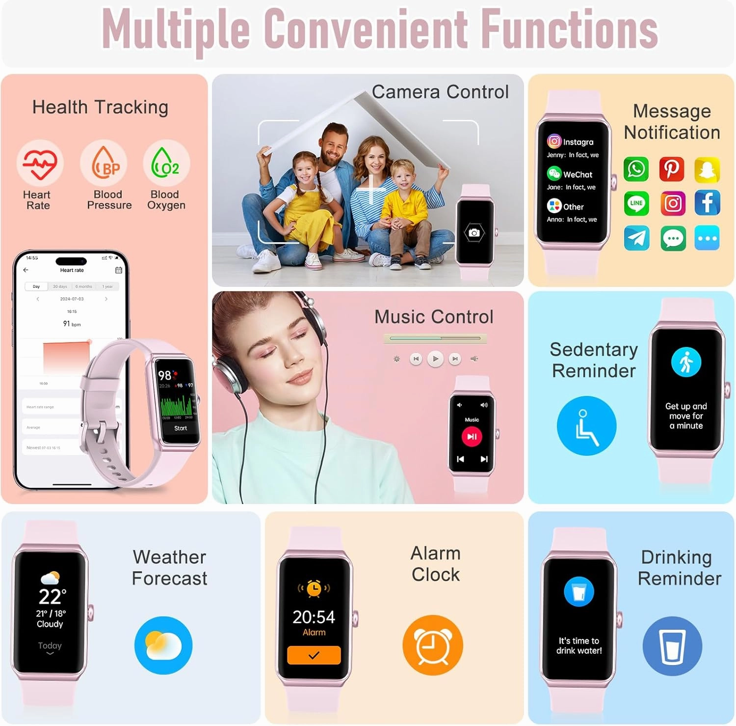 Fitness Tracker with 24/7 Heart Rate,Blood Pressure Sleep Tracking,104 Sports Modes Calories Smart Watch,IP68 Waterproof Step Counter Activity Trackers Pedometer for Android&iPhone Women Men