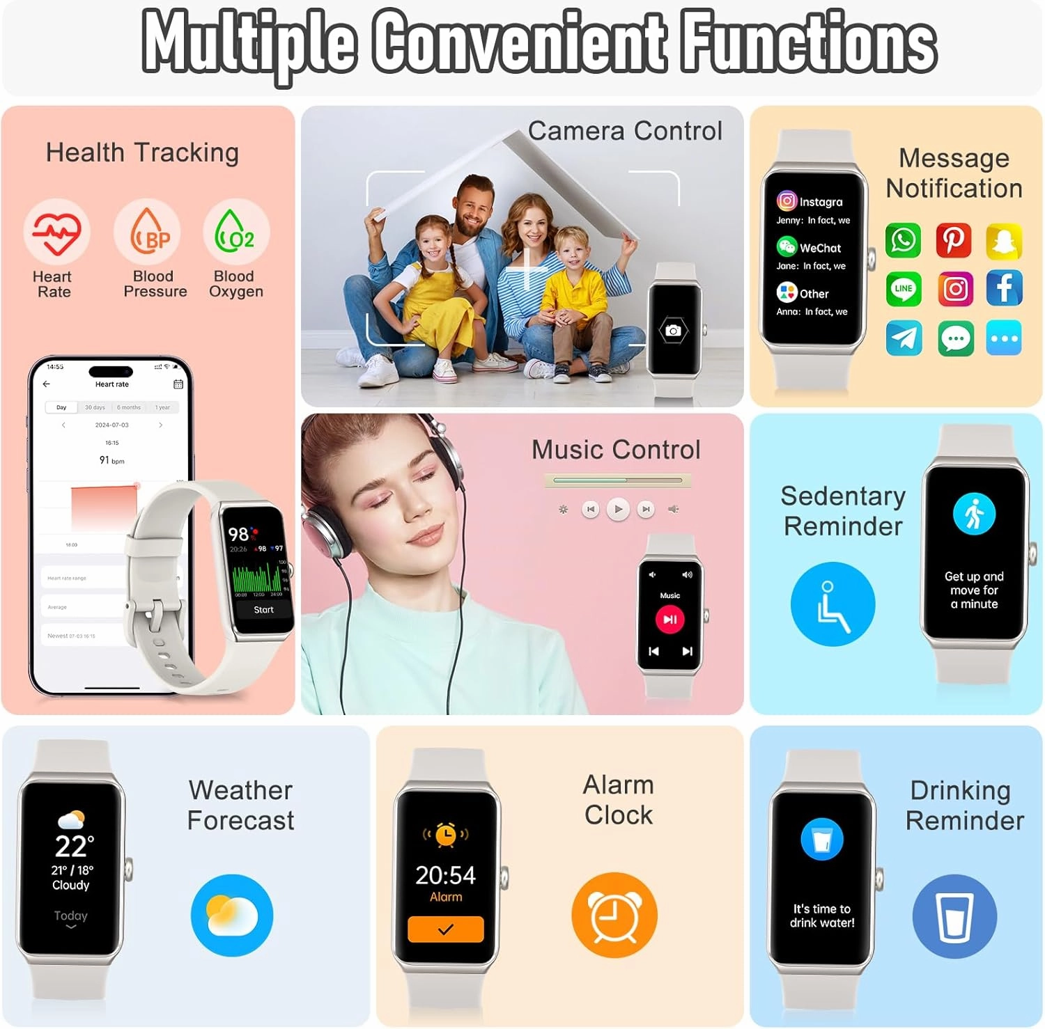 Fitness Tracker with 24/7 Heart Rate,Blood Pressure Sleep Tracking,104 Sports Modes Calories Smart Watch,IP68 Waterproof Step Counter Activity Trackers Pedometer for Android&iPhone Women Men