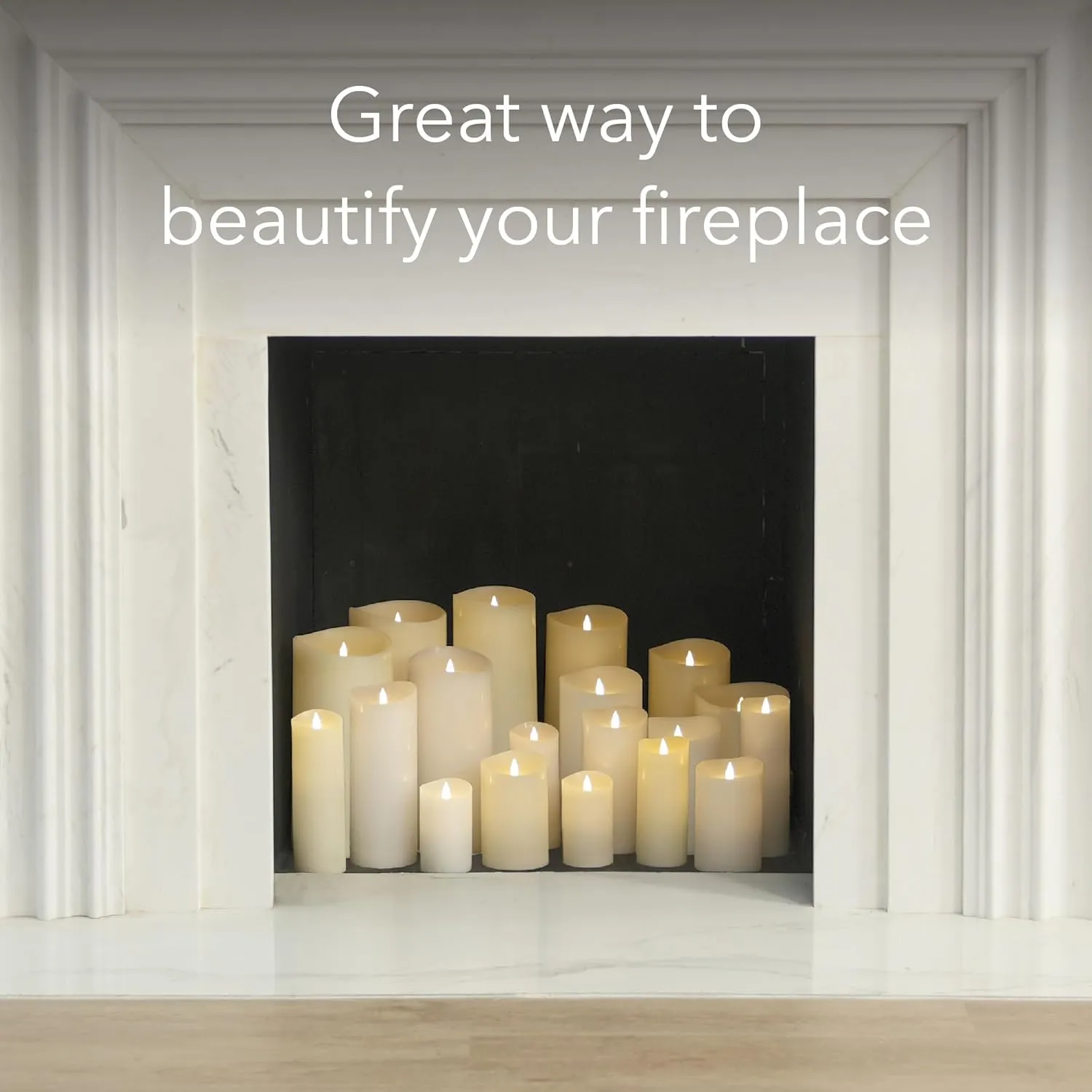 Flameless Candle Set- 2.25"x 4.2"White Set of 2 - Flickering Moving Flame Pillar Candle, Includes Remote Control - Real Wax - 2 x AA Battery Operated - Not Included