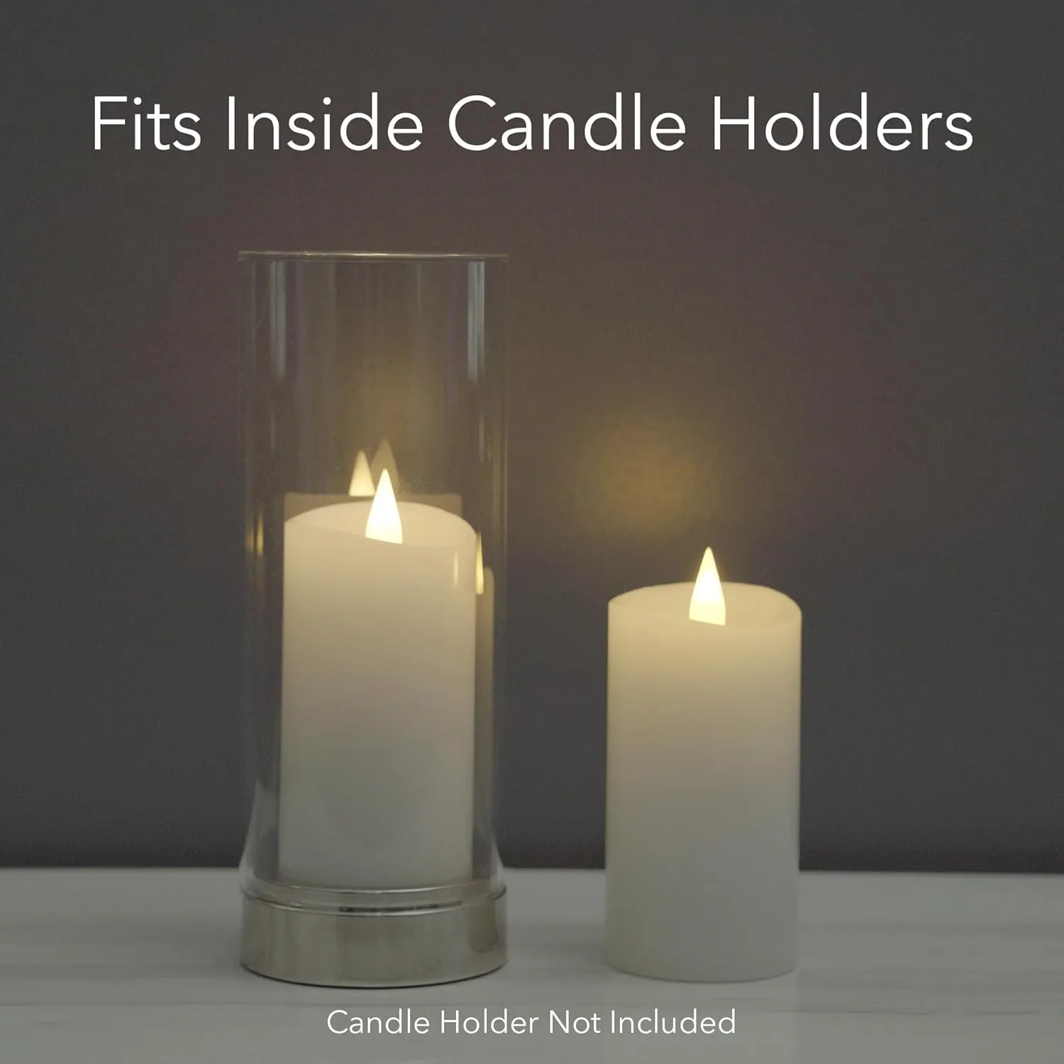Flameless Candle Set- 2.25"x 4.2"White Set of 2 - Flickering Moving Flame Pillar Candle, Includes Remote Control - Real Wax - 2 x AA Battery Operated - Not Included