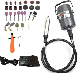 Flex Shaft Grinder Carver Rotary Tool Hanging Carving Multi-function Metalworking Tools, Foot Pedal Control, 30pcs, for carving, buffing, drilling, polishing, sanding, cutting, cleaning