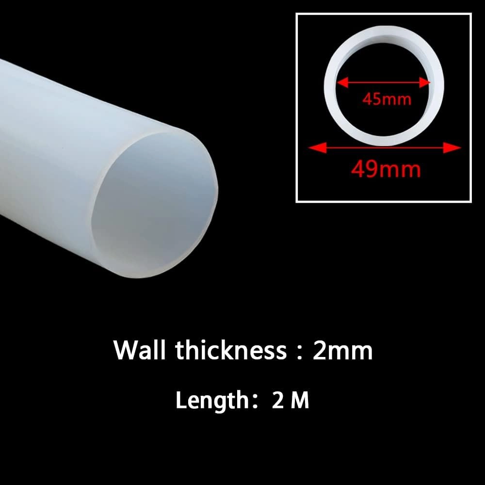 Flexible Silicone Tubing - 2m Translucent Hose for Liquid and Gas Transfer, High-Temperature Resistant,(45mm*49mm)