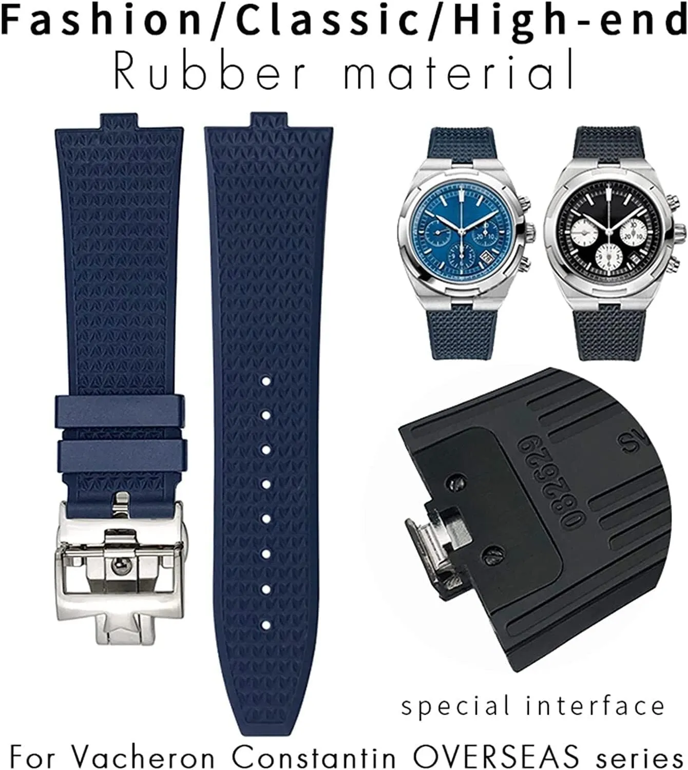 Fluororubber Watchbands for Vacheron Constantin 5500V 4500V 7900 Men waterproof replacement Strap 24mm*7mm