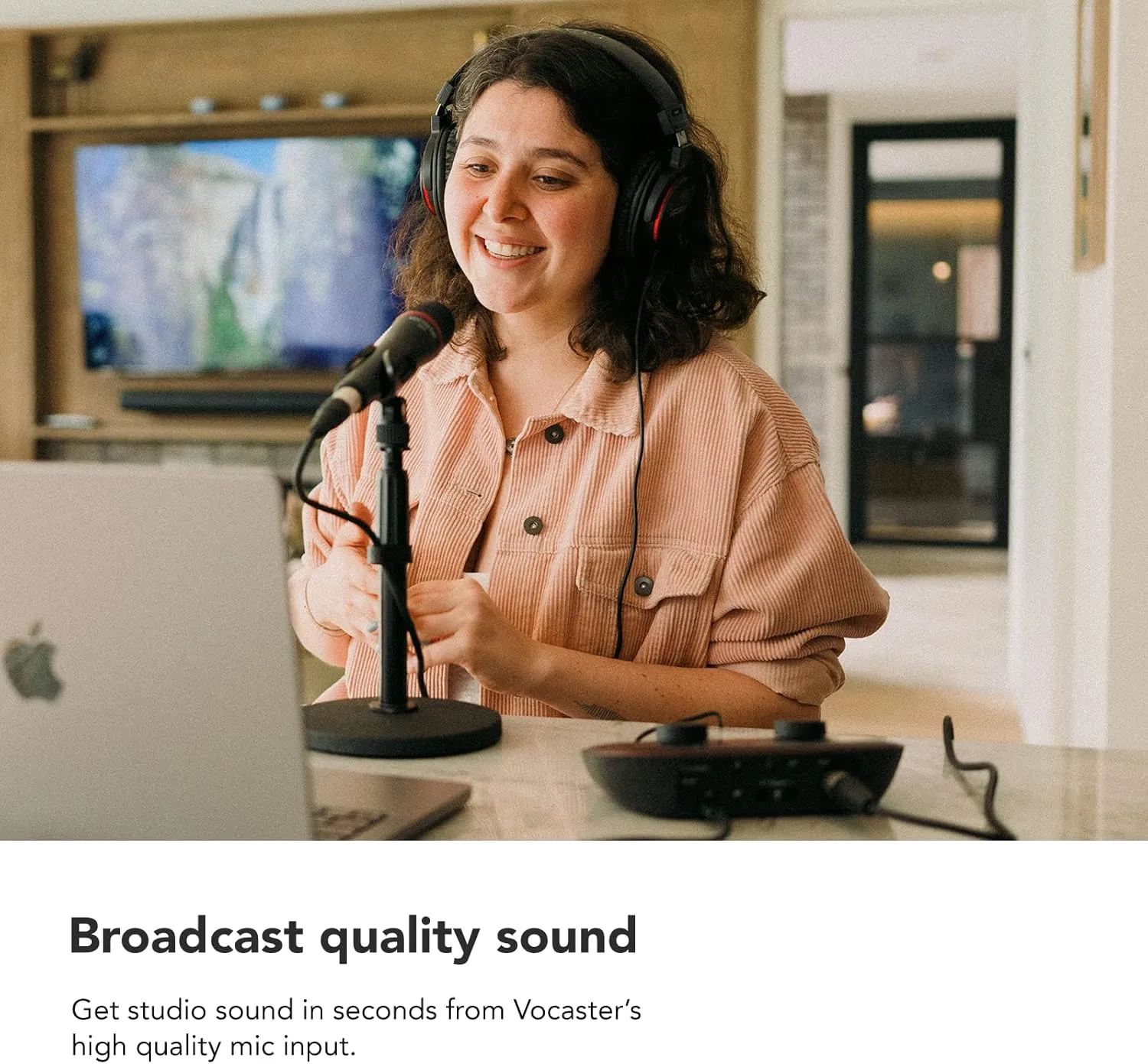 Focusrite Vocaster One — Podcasting Interface for Recording as a Solo Creator. Use Auto Gain, Enhance, and Mute for Easy Podcasting. Small, Lightweight, and Powered by Computer
